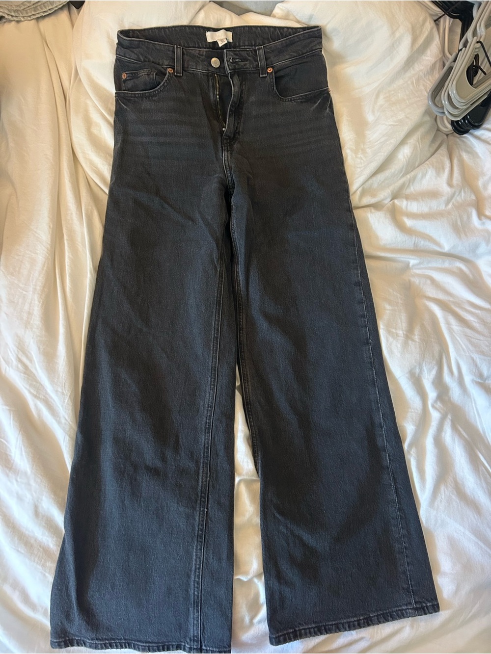 H&M Black Wide-Leg High-Rise Jeans